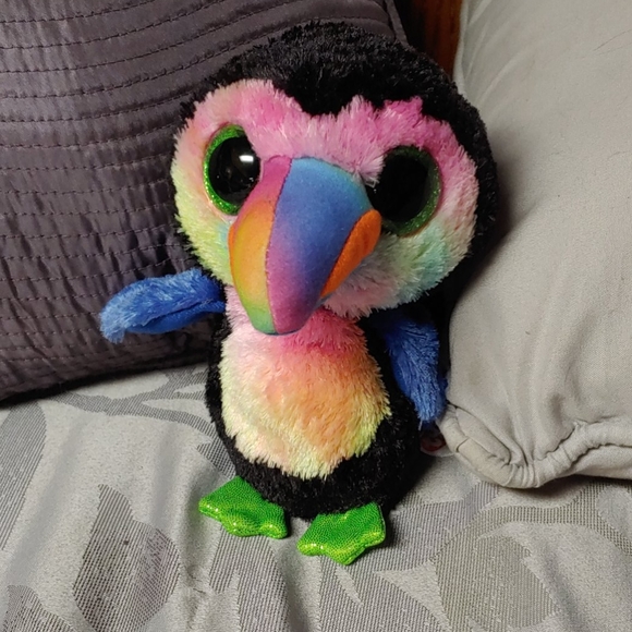 Ty Other - Ty TySilk Beanie Baby 6" Beaks Parrot Stuffed Animal Toy